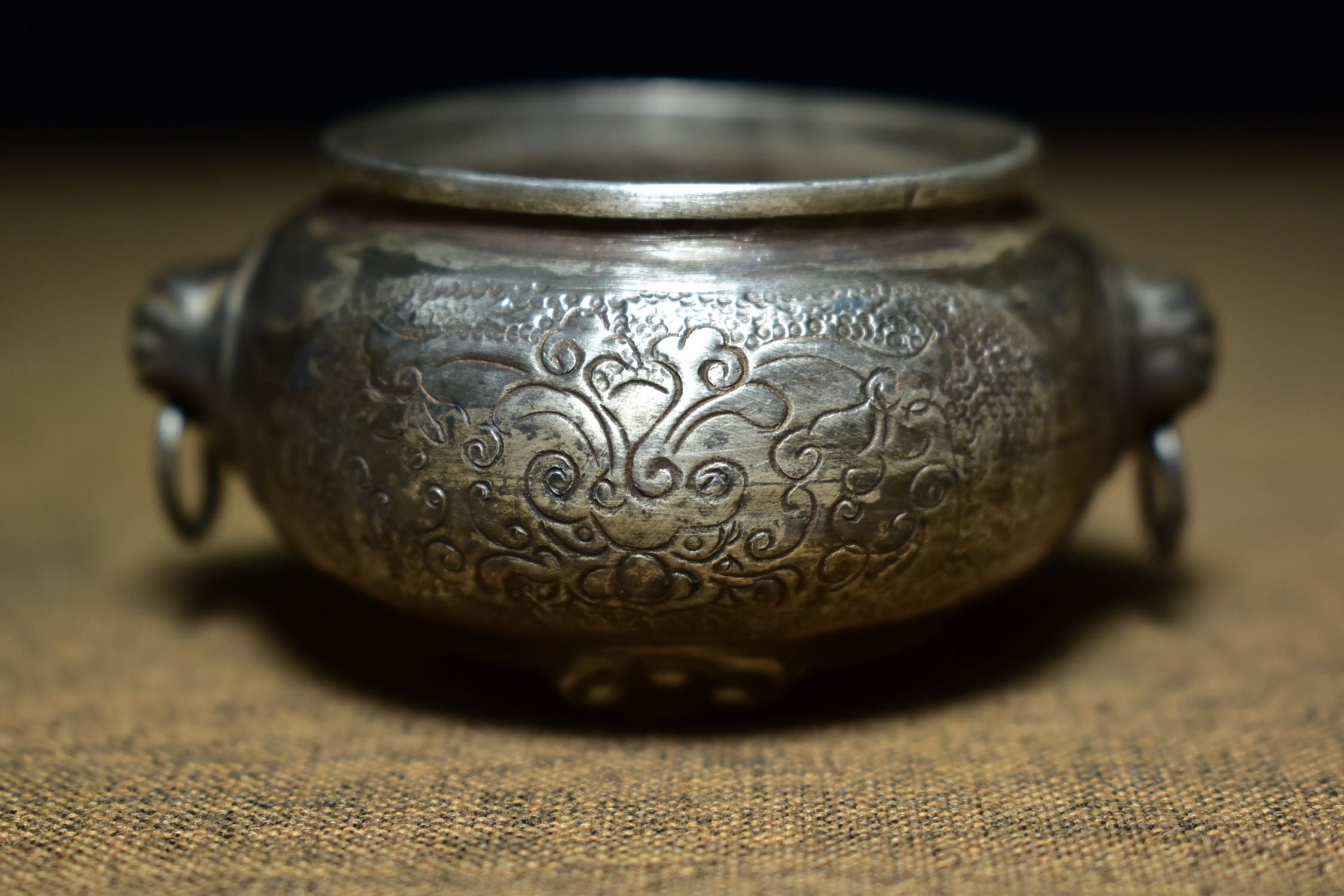 Sterling silver hand-engraved animal ear incense burner - Bild 2 aus 9