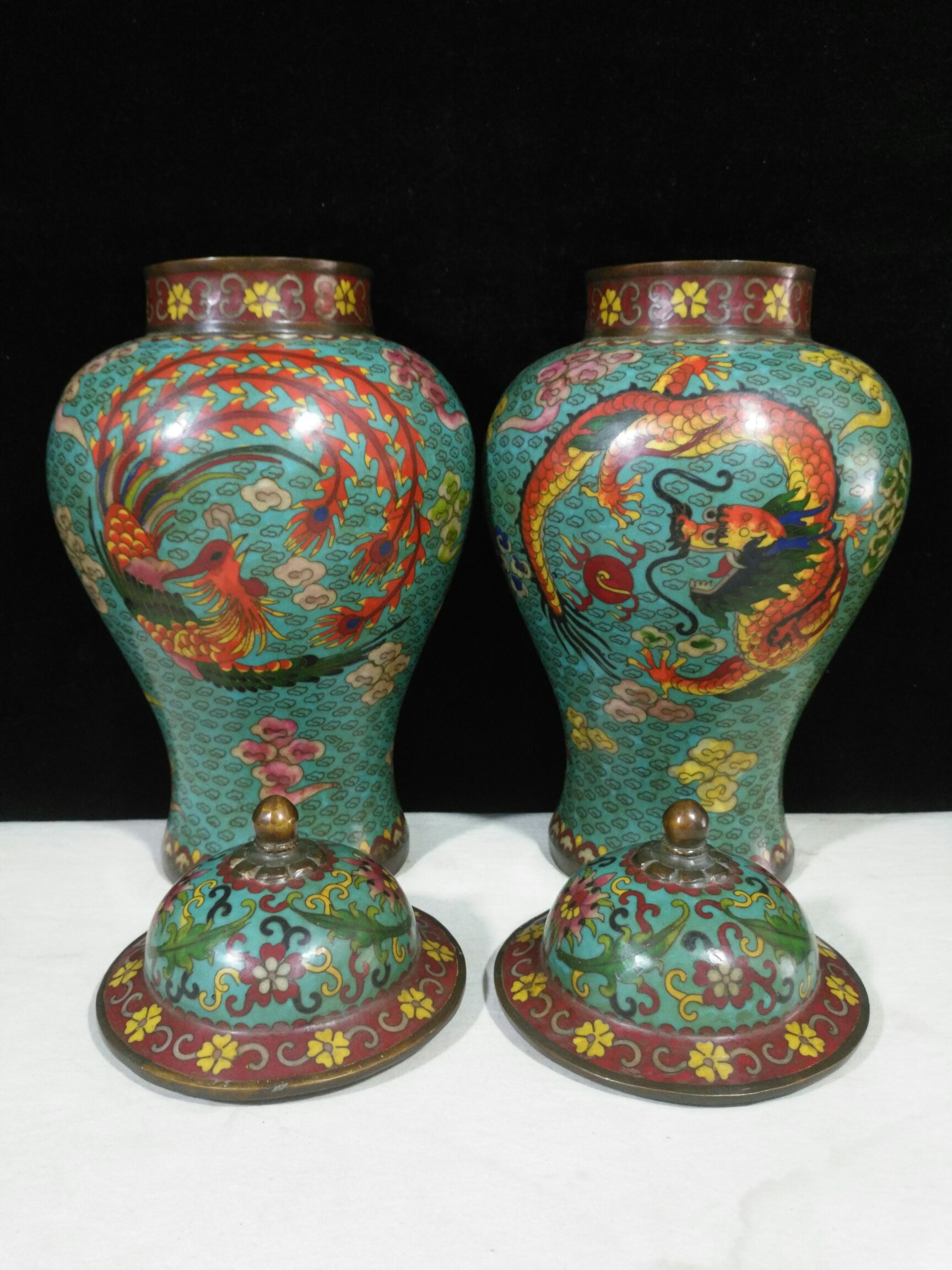 Bronze cloisonn¨¦ enamel "dragon and phoenix present auspicious general jar" - Bild 6 aus 9