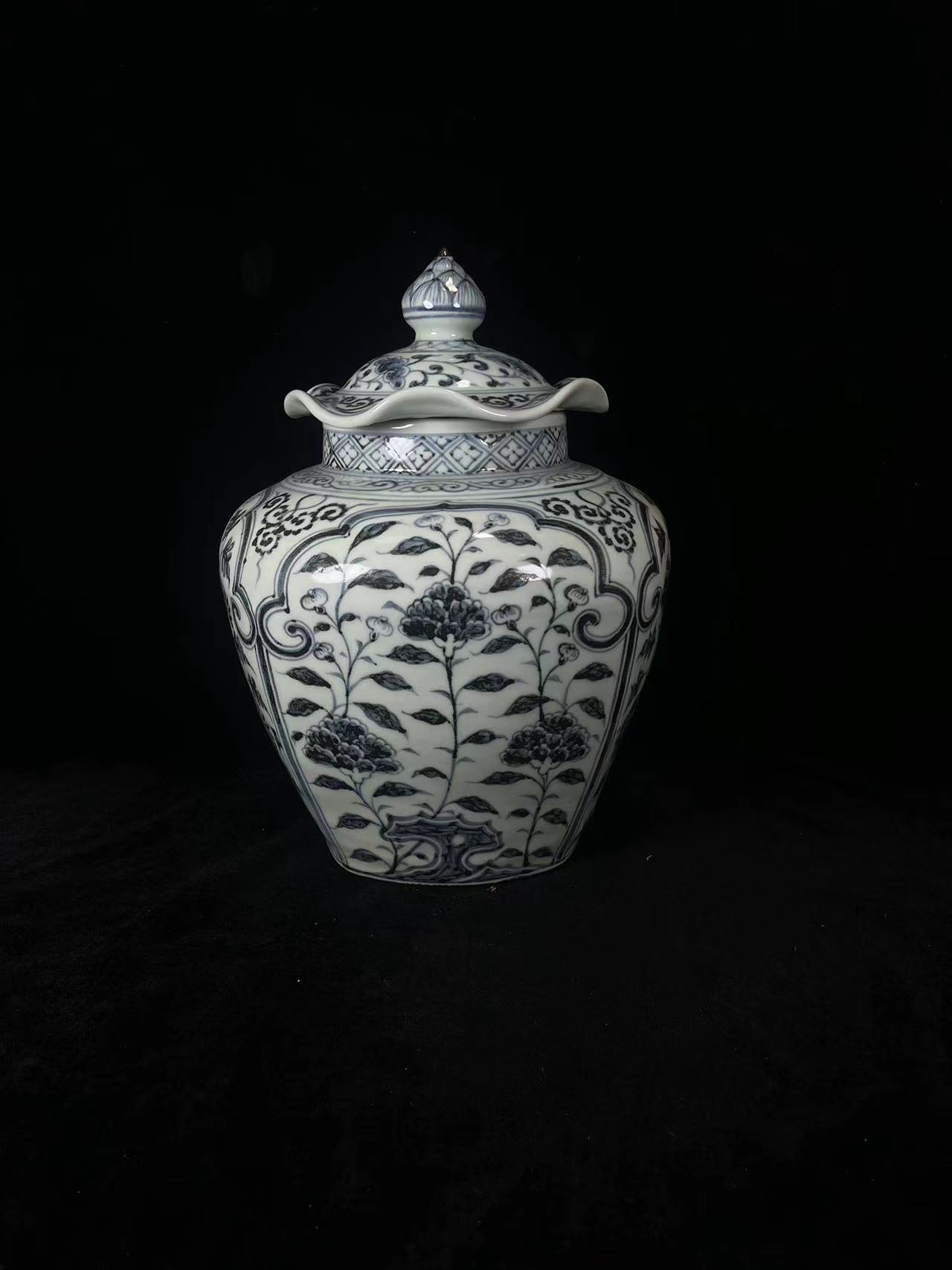 Ming Hongwu blue and white lotus leaf covered jar - Bild 3 aus 9