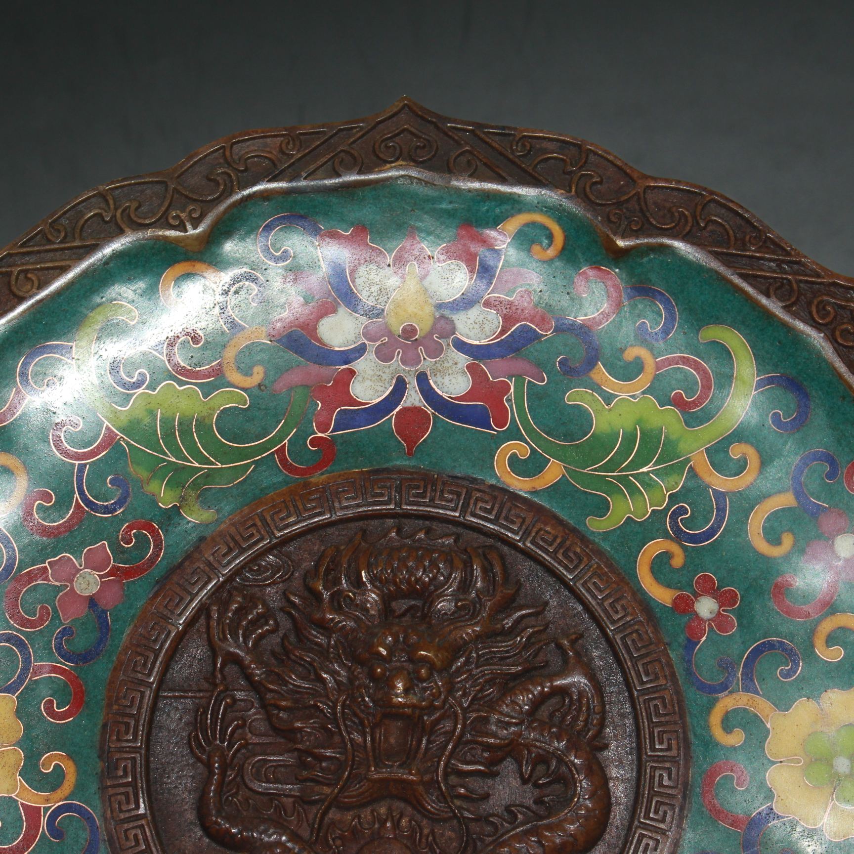 Pure copper cloisonn¨¦ filigree dragon plate ornament - Bild 6 aus 9