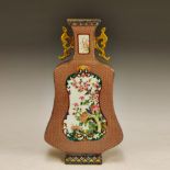 Enamel double-sided banana vase with windows and flower and bird patterns, made by the Emperor Yongz