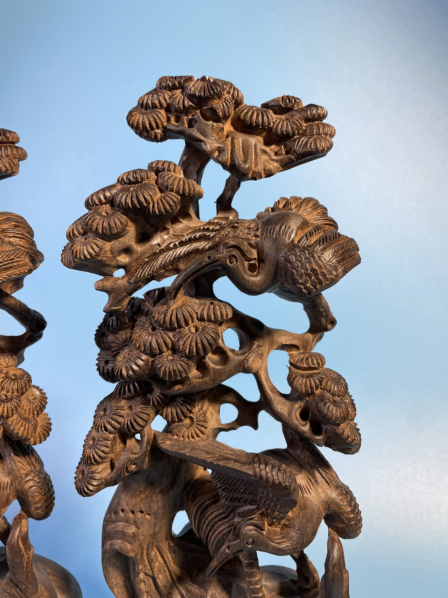 Old material agarwood pine and crane longevity ornaments - Image 3 of 9