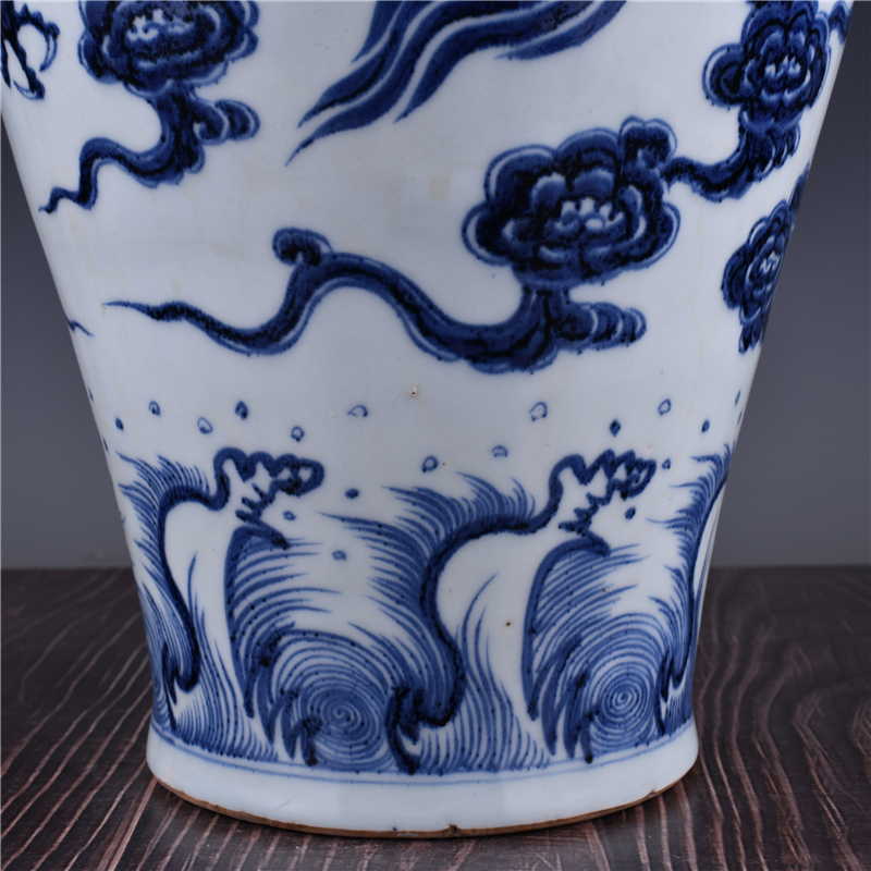 Yuan blue and white suma Liqing material plum vase with cloud and dragon pattern - Bild 8 aus 9