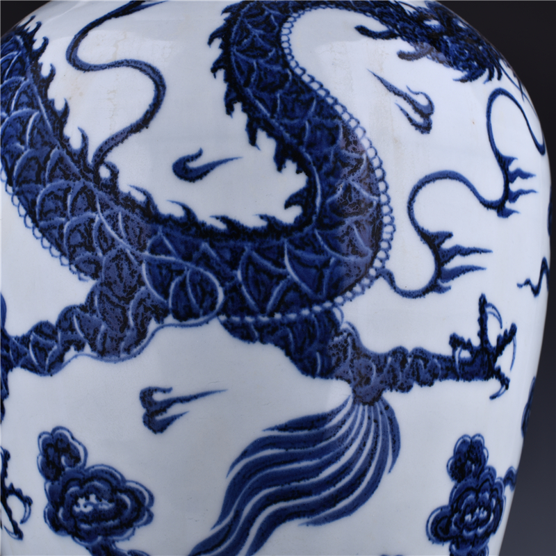 Yuan blue and white suma Liqing material plum vase with cloud and dragon pattern - Bild 7 aus 9