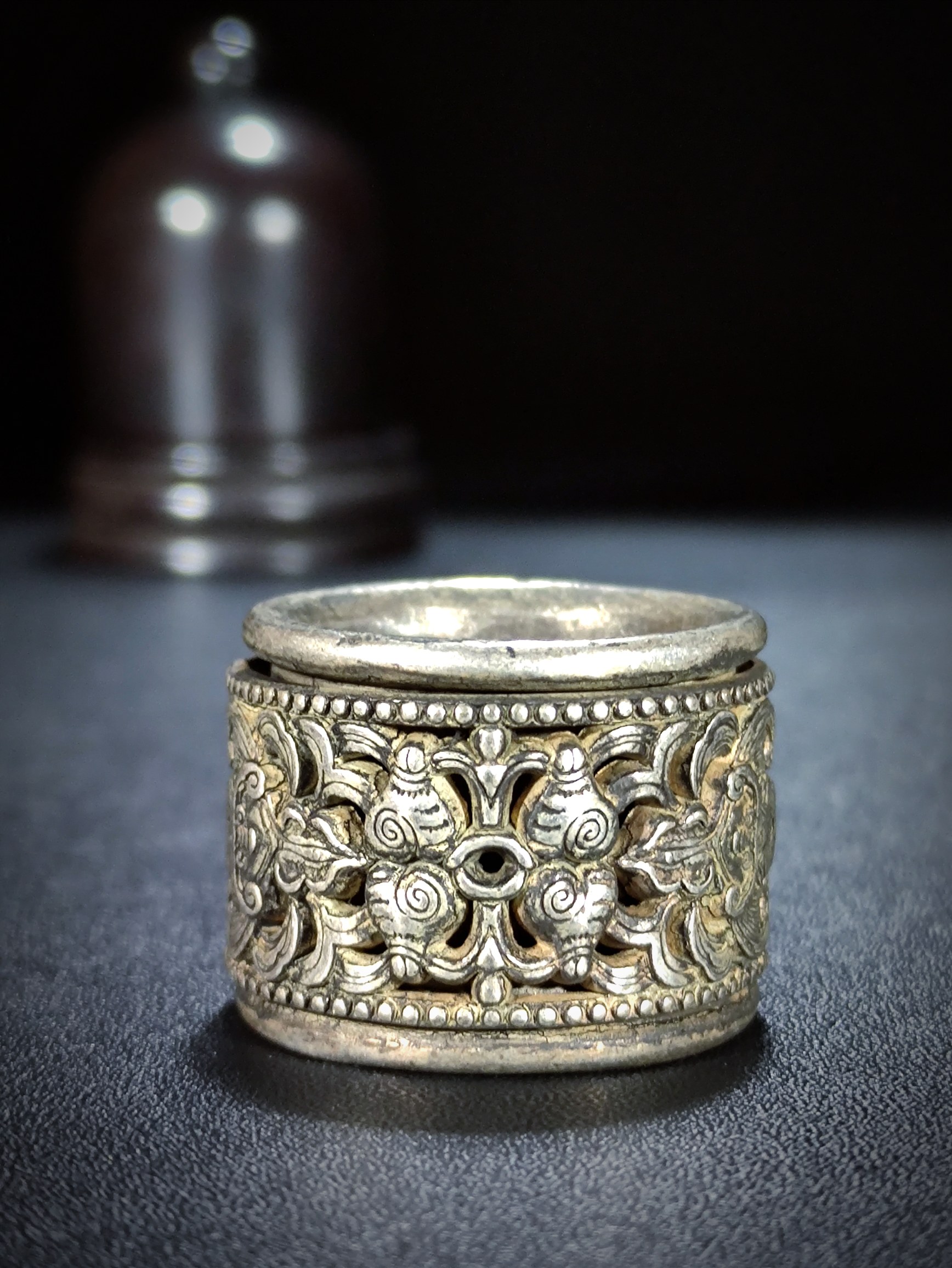 Qing Dynasty silver ring with good fortune and longevity - Image 3 of 8