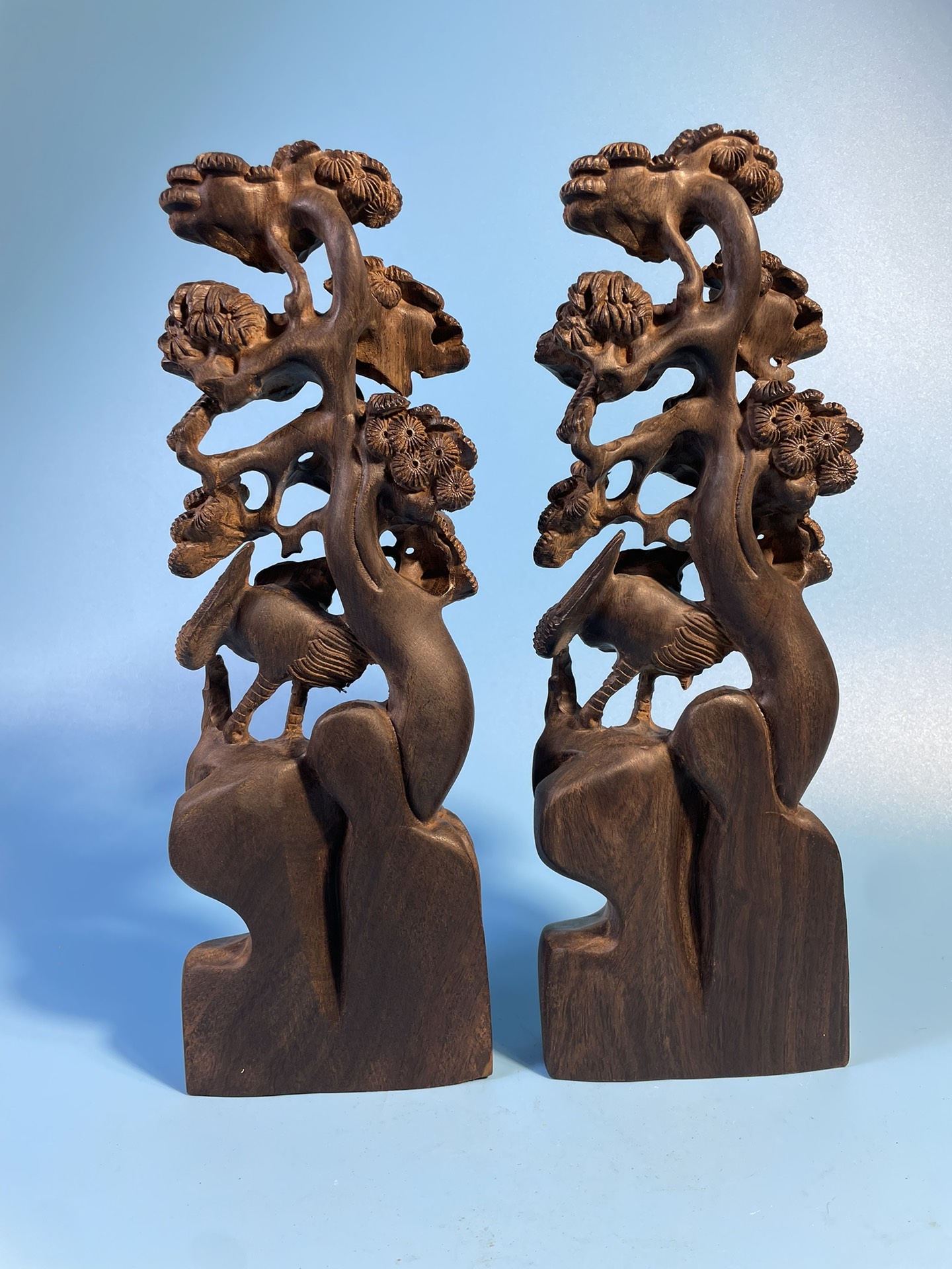 Old material agarwood pine and crane longevity ornaments - Image 7 of 9