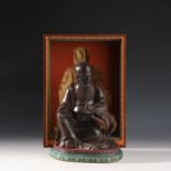 Qing Dynasty: Precious sunk old agarwood medicine fairy seated statue