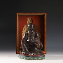 Qing Dynasty: Precious sunk old agarwood medicine fairy seated statue