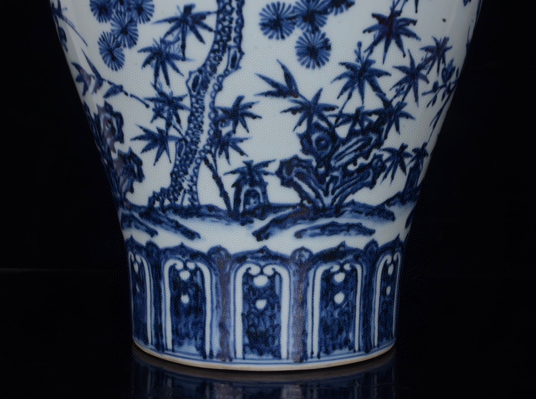 Ming dynasty blue and white plum vase with pine, bamboo and plum patterns - Image 6 of 9