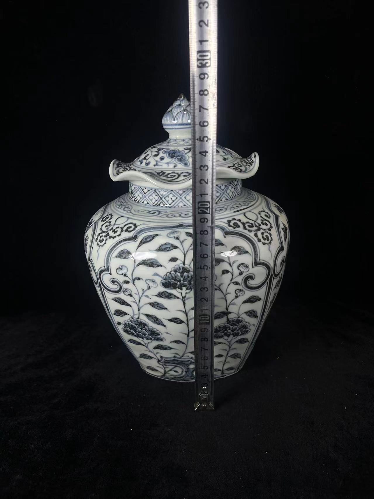 Ming Hongwu blue and white lotus leaf covered jar - Bild 7 aus 9
