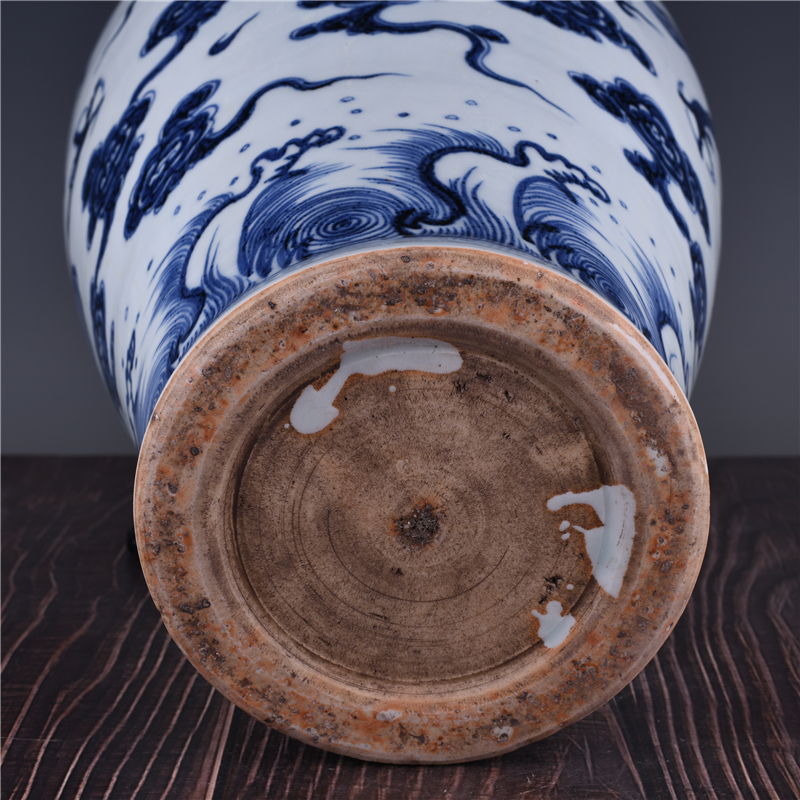 Yuan blue and white suma Liqing material plum vase with cloud and dragon pattern - Bild 9 aus 9