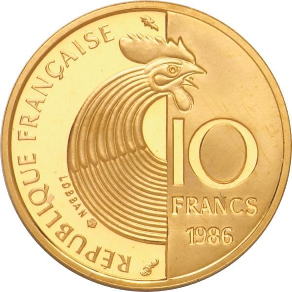  France 1986 Proof 10 Franc Gold Coin
