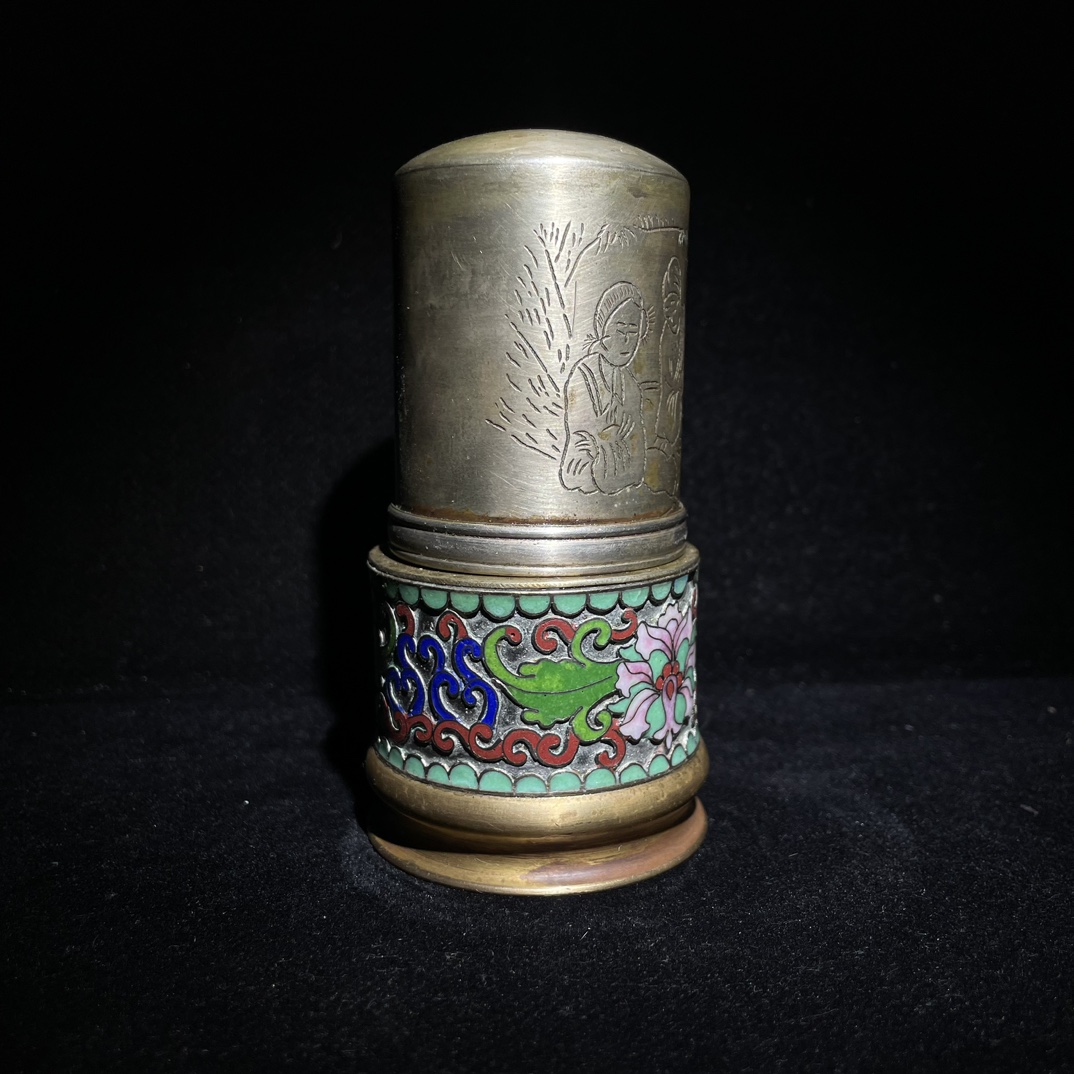 Cloisonne white copper smoke lamp - Image 5 of 9
