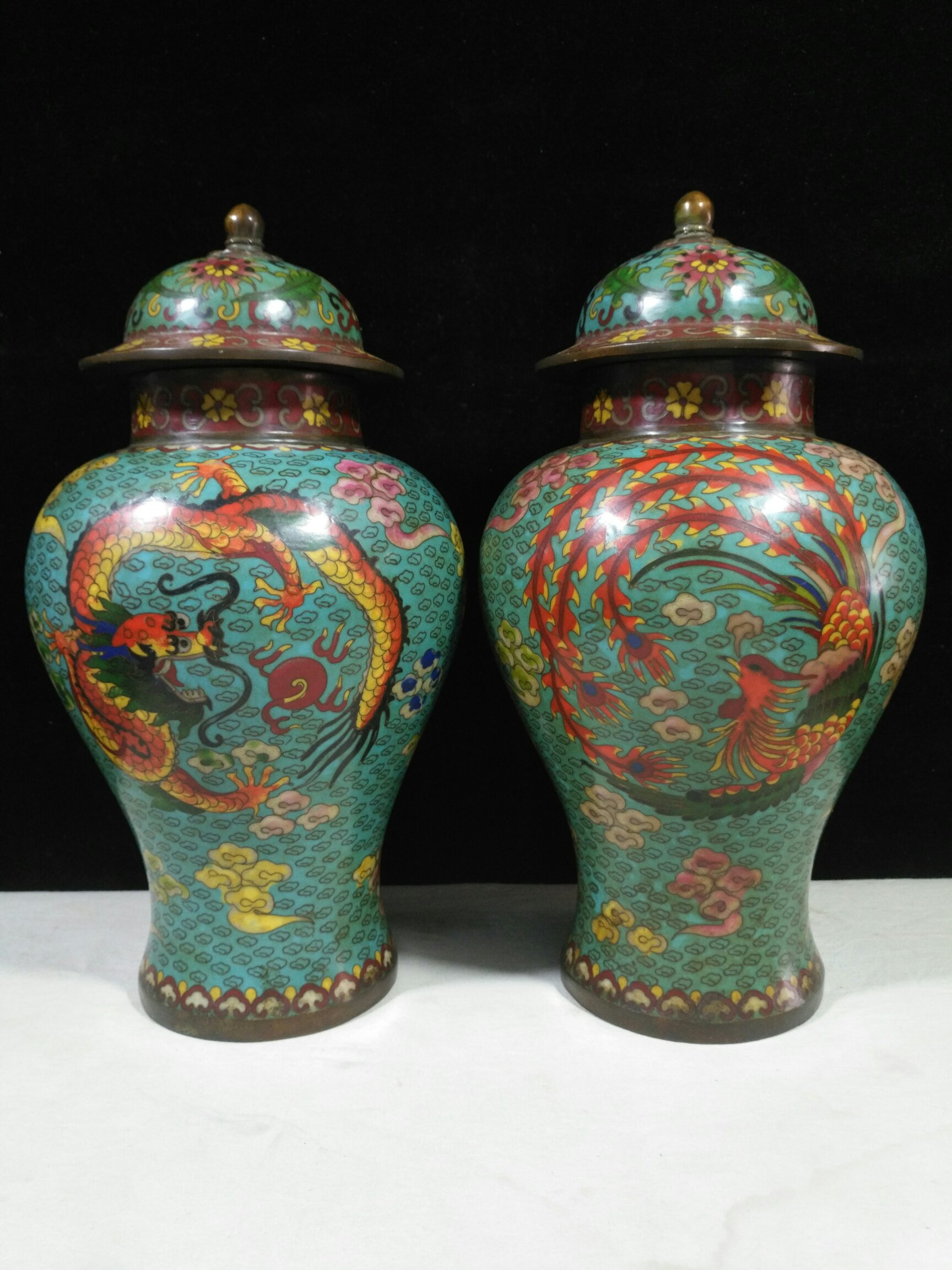 Bronze cloisonn¨¦ enamel "dragon and phoenix present auspicious general jar" - Bild 3 aus 9