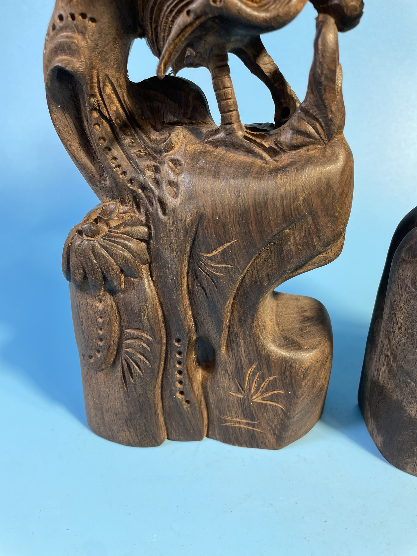 Old material agarwood pine and crane longevity ornaments - Image 5 of 9