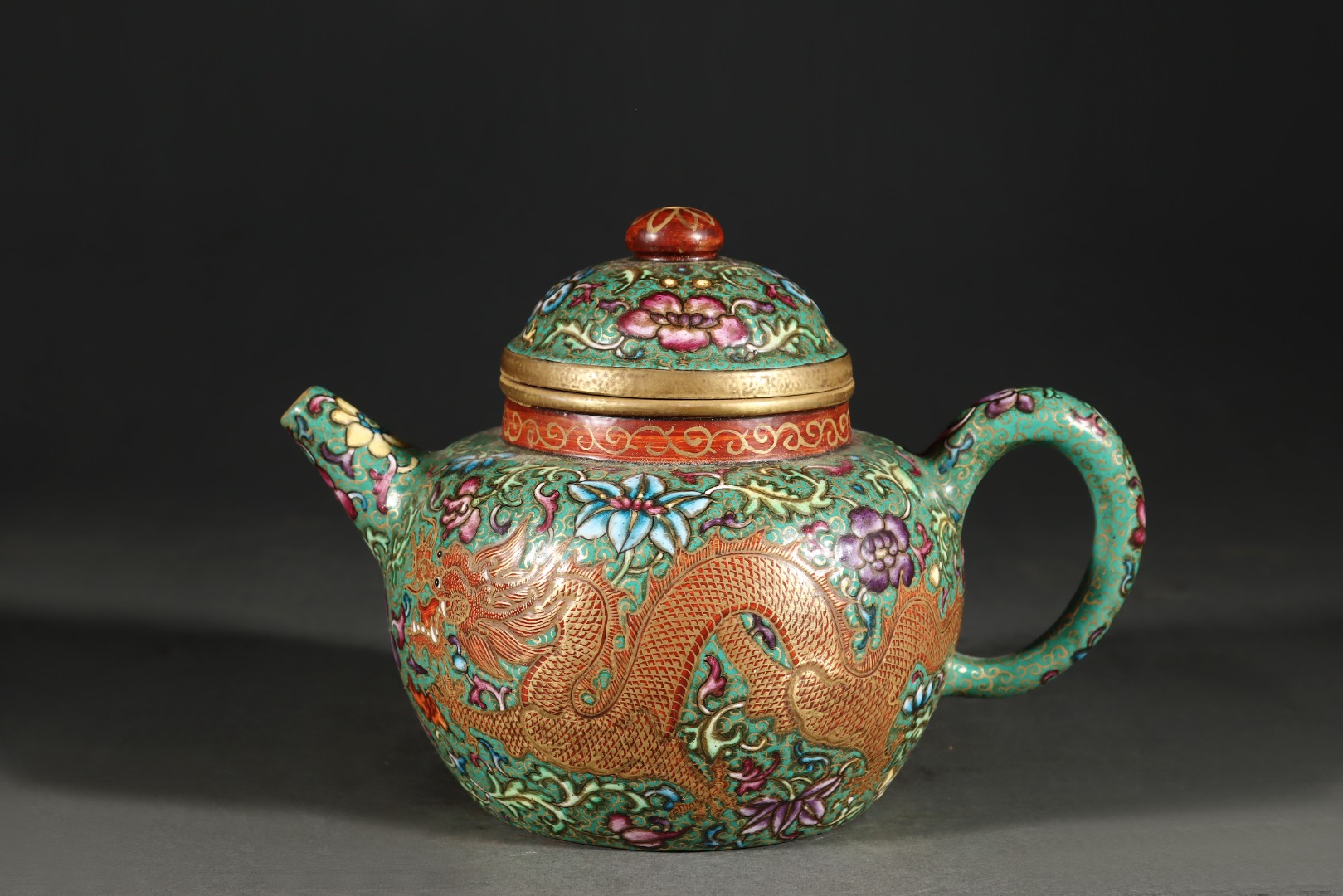 Qing Dynasty Old Zang: Enamel Original Mineral Purple Clay Pot - Image 2 of 9