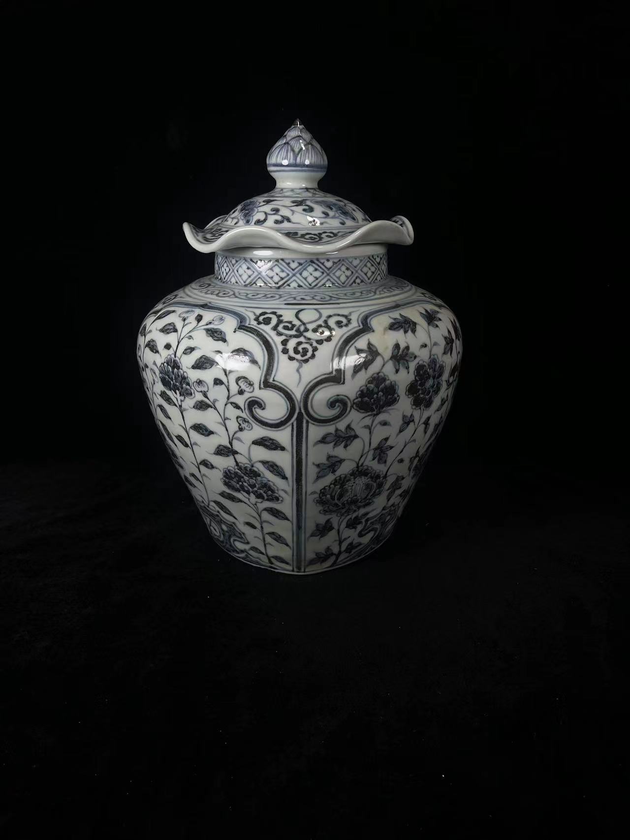 Ming Hongwu blue and white lotus leaf covered jar - Bild 6 aus 9