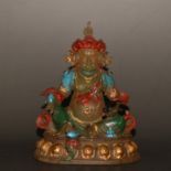 colored glaze Cloisonne blue and yellow God of Wealth Buddha ornaments