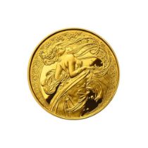 Mucha Silver Coin Proof 24K Gold Plated Dance