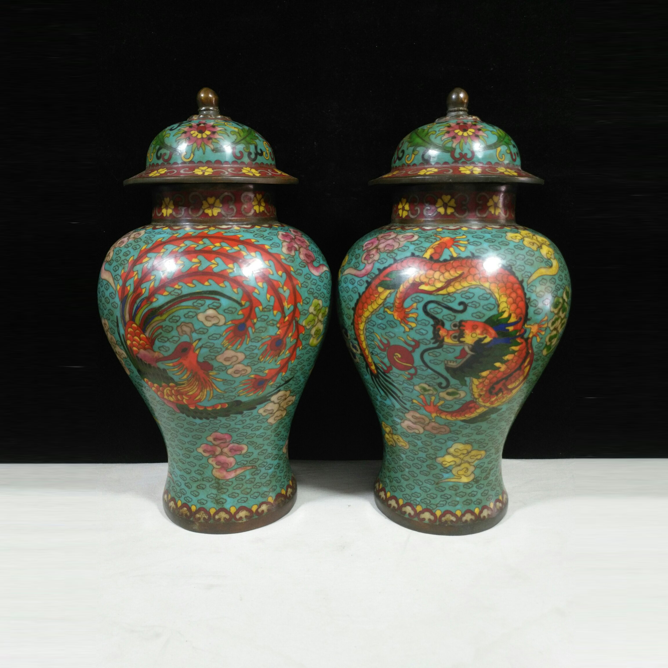 Bronze cloisonn¨¦ enamel "dragon and phoenix present auspicious general jar"