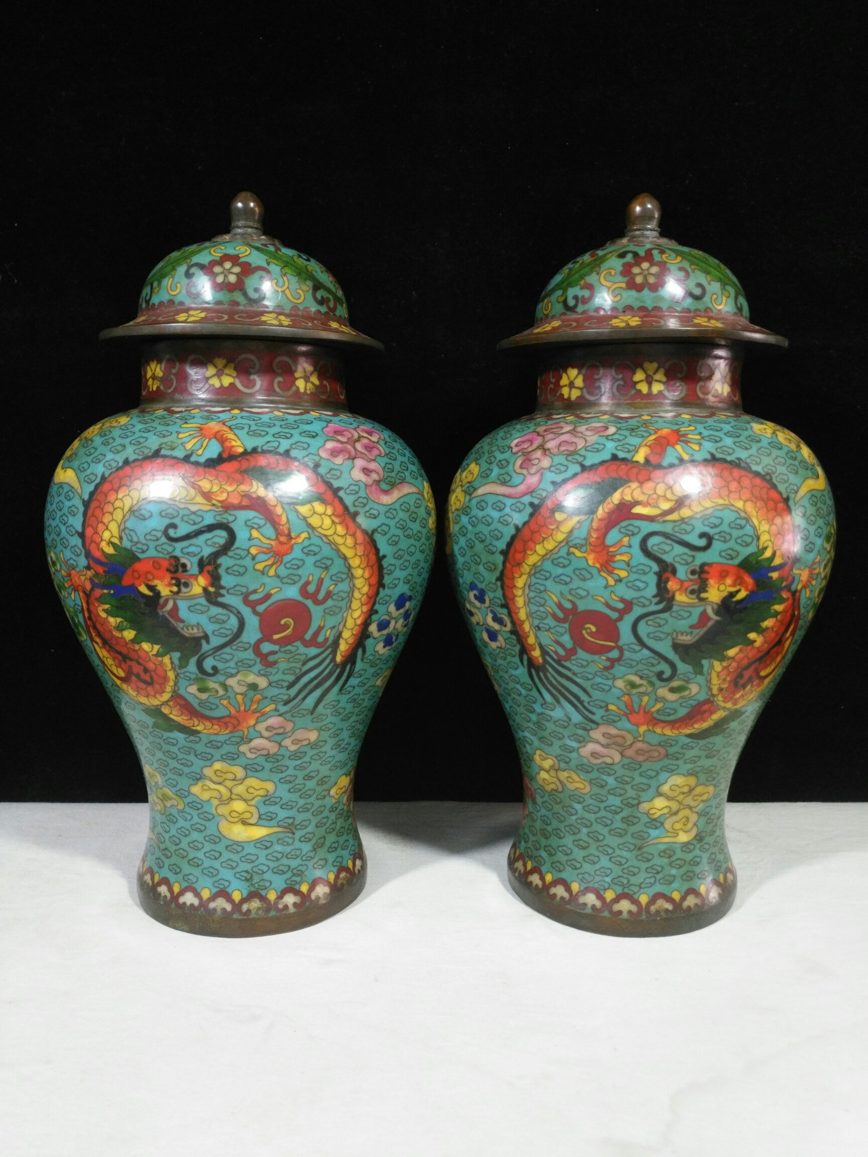 Bronze cloisonn¨¦ enamel "dragon and phoenix present auspicious general jar" - Bild 2 aus 9