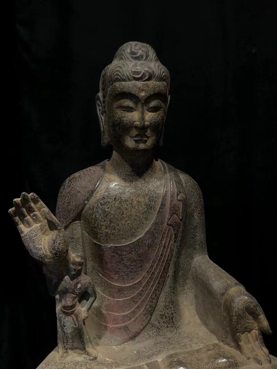 Bluestone painted Buddha statue - Bild 2 aus 8