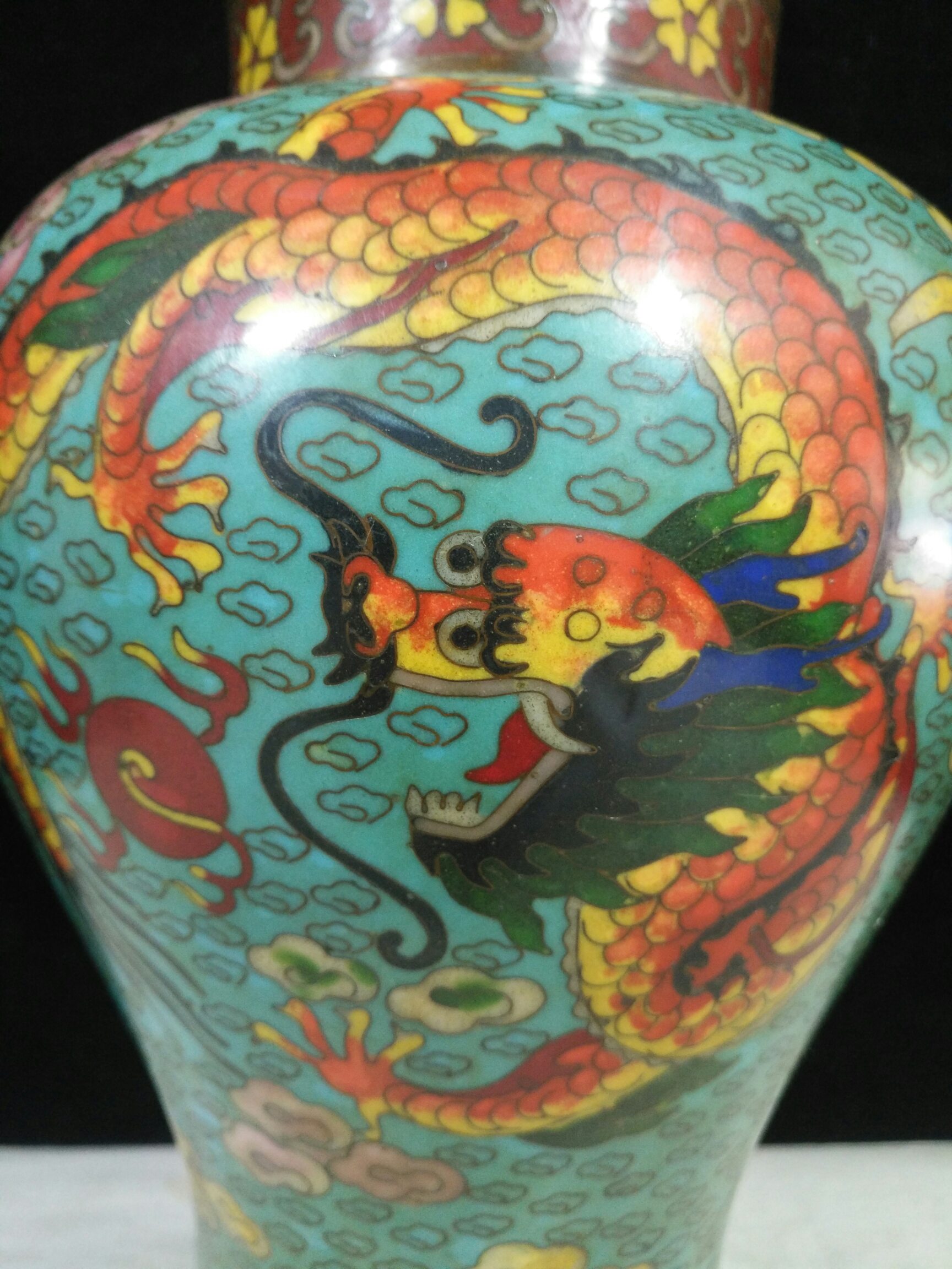 Bronze cloisonn¨¦ enamel "dragon and phoenix present auspicious general jar" - Bild 7 aus 9