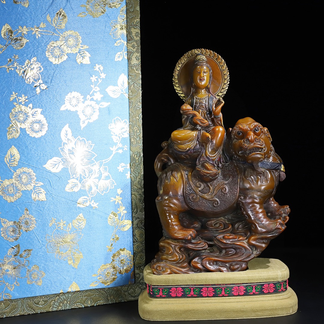 Shoushan Stone Sculpture Guanyin Blessing Ornament