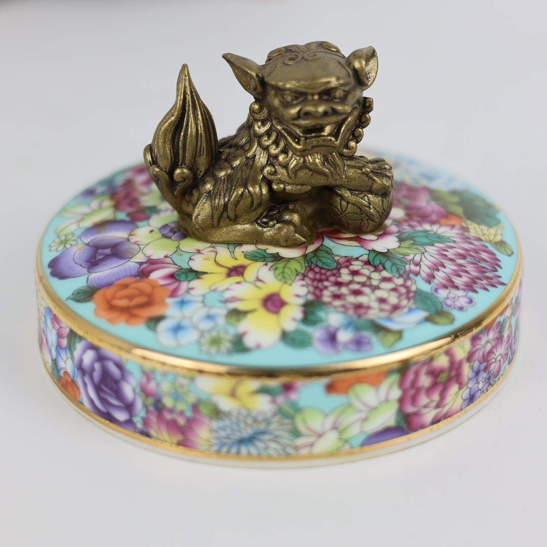 Pastel copper inlaid lion tea caddy - Bild 7 aus 8