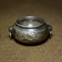 Sterling silver hand-engraved animal ear incense burner
