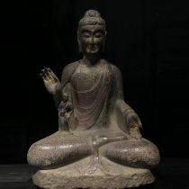 Bluestone painted Buddha statue