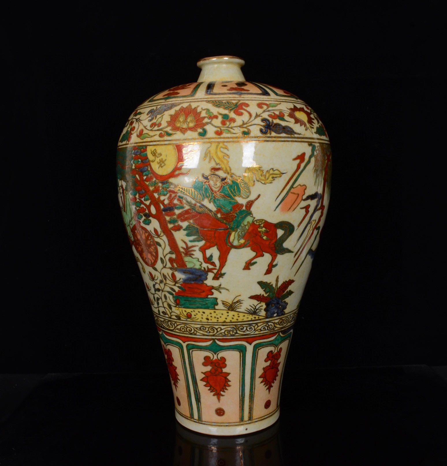 Yuan five-color gold-painted plum vase with the story of Guiguzi descending from the mountain - Image 2 of 9