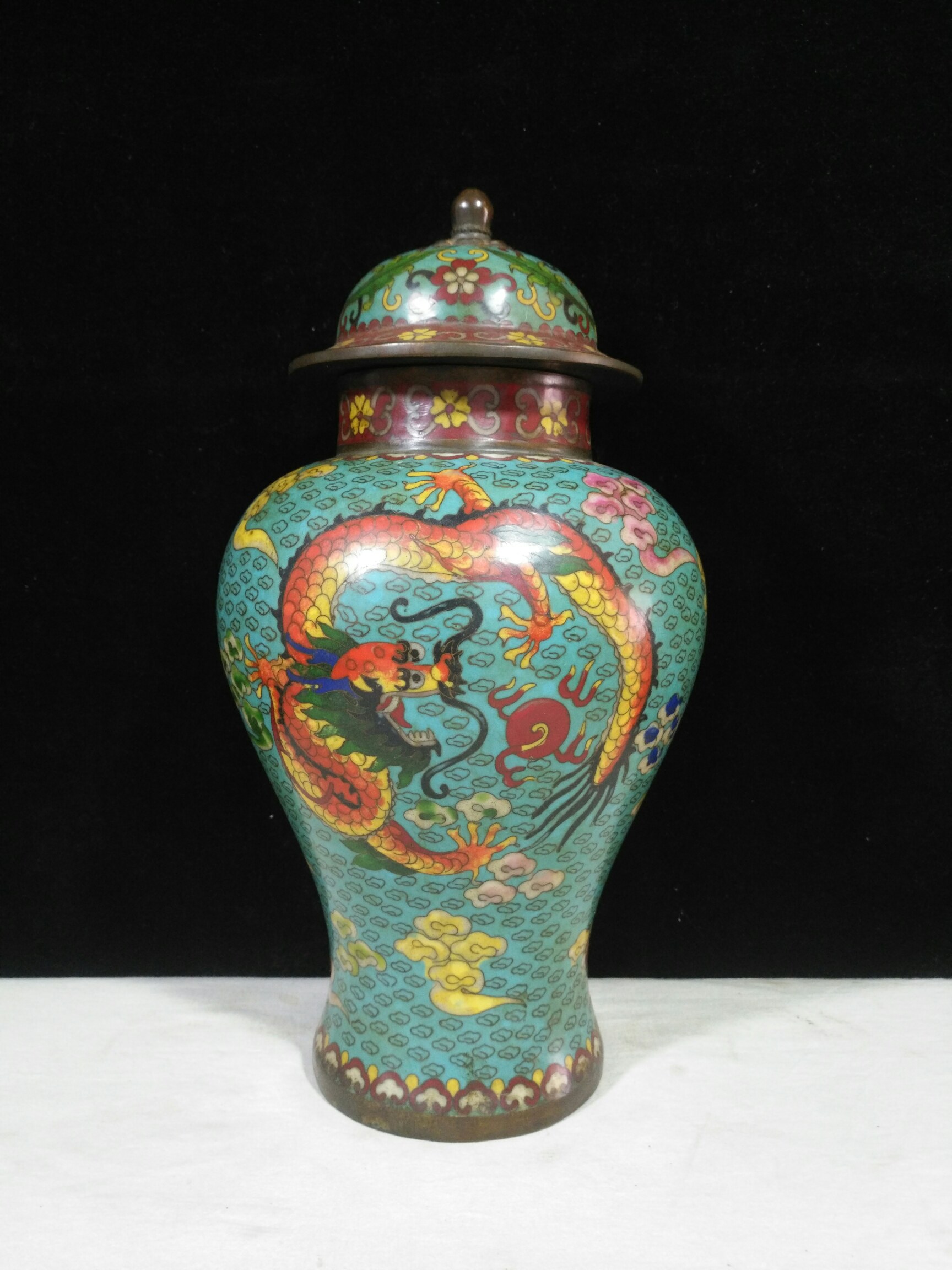 Bronze cloisonn¨¦ enamel "dragon and phoenix present auspicious general jar" - Bild 4 aus 9