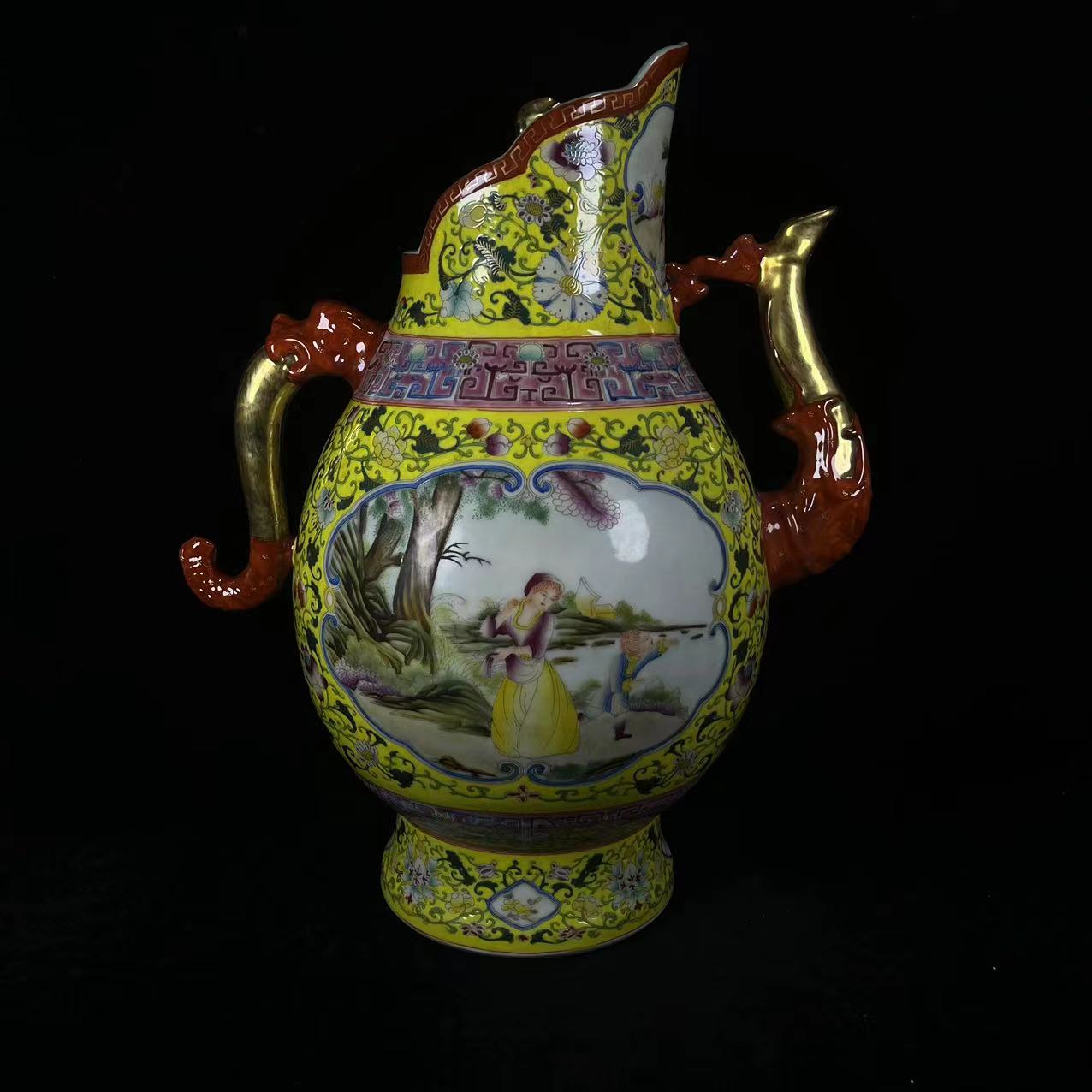 Qing Dynasty Yongzheng enamel color painted gold pot