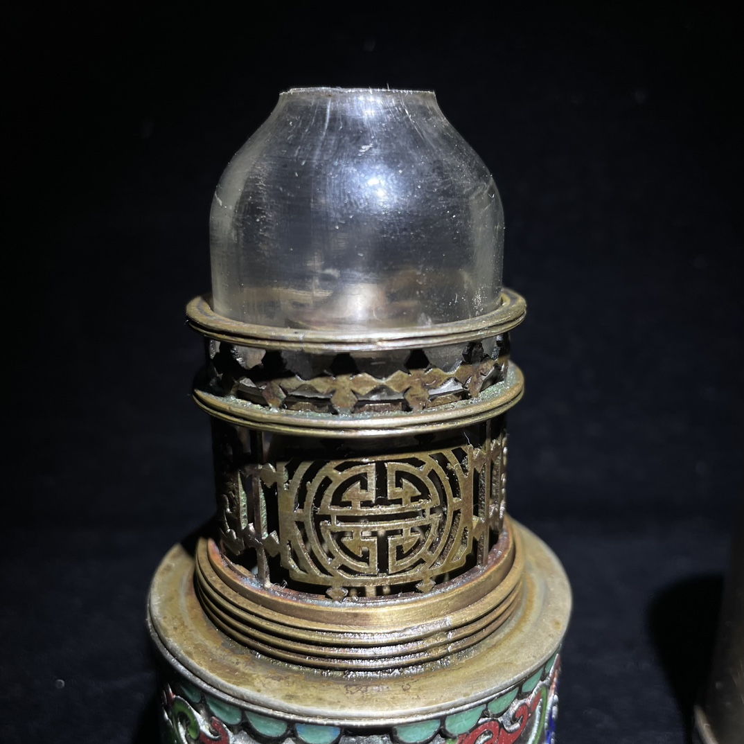 Cloisonne white copper smoke lamp - Image 7 of 9