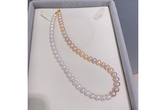 Freshwater Akoya pearl gradient candy with S925 sterling silver adjustable buckle - Image 1 of 3