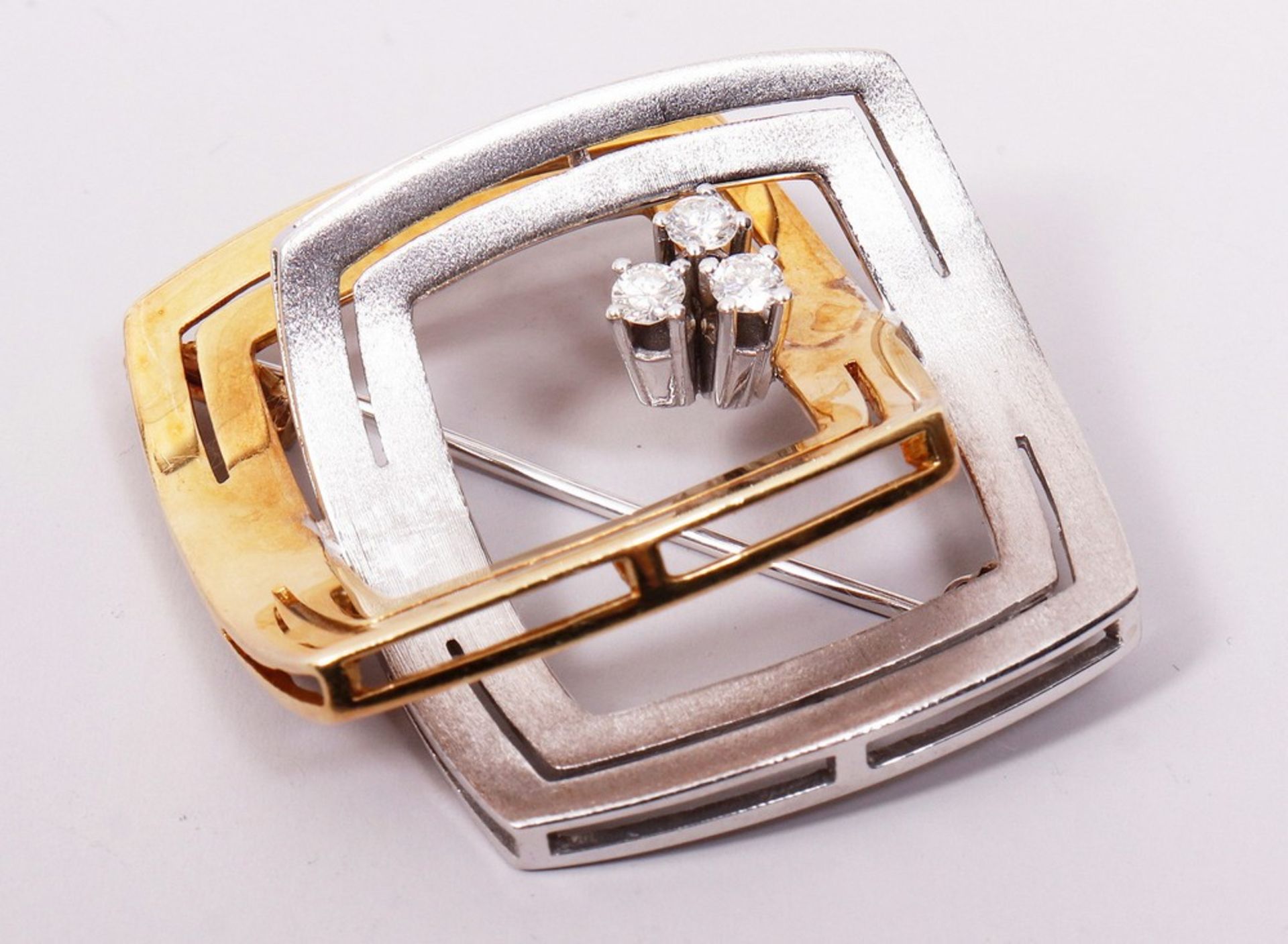 Modernism brooch, 585 yellow/white gold - Image 3 of 5