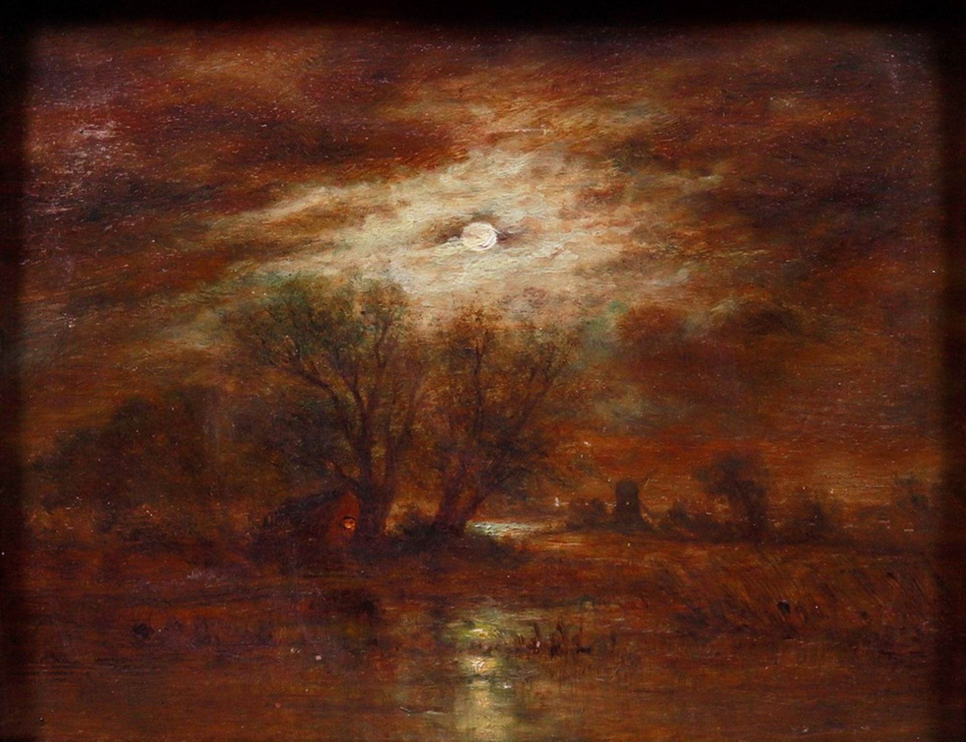 River landscape with windmill at dusk, c. 1900 - Image 2 of 3