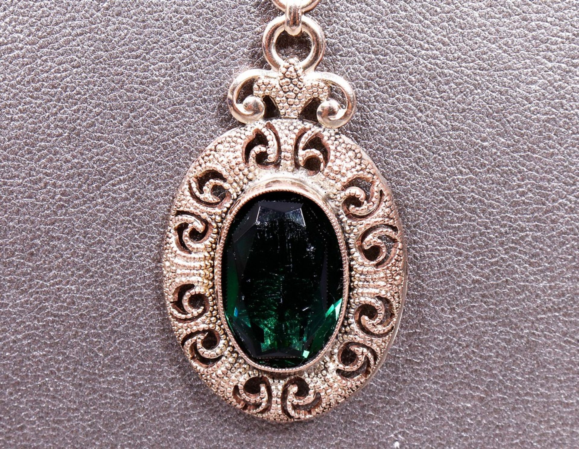 Art Nouveau pendant on chain, Am. Double Gold, around 1900/20 - Image 2 of 5