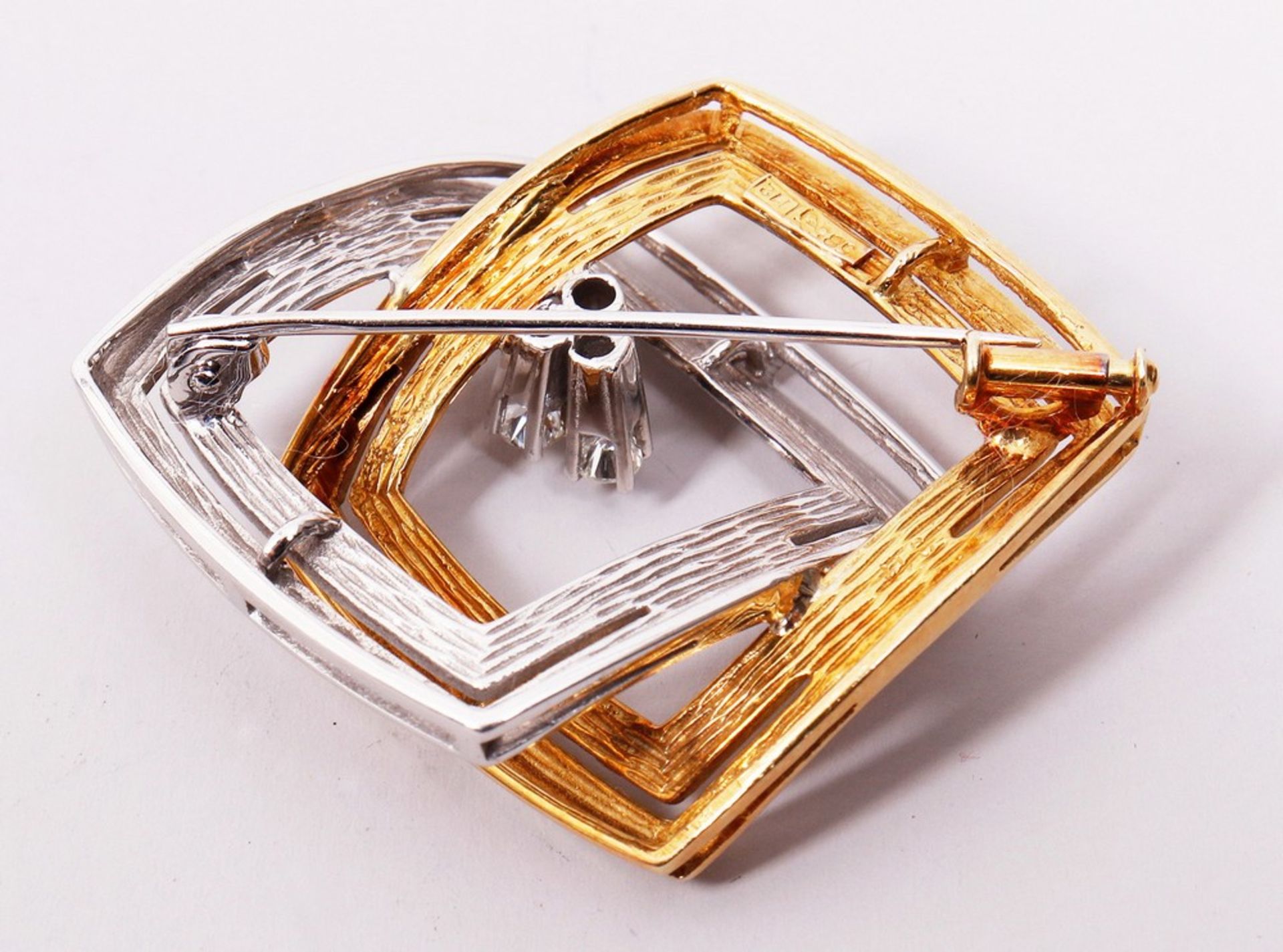 Modernism brooch, 585 yellow/white gold - Image 4 of 5