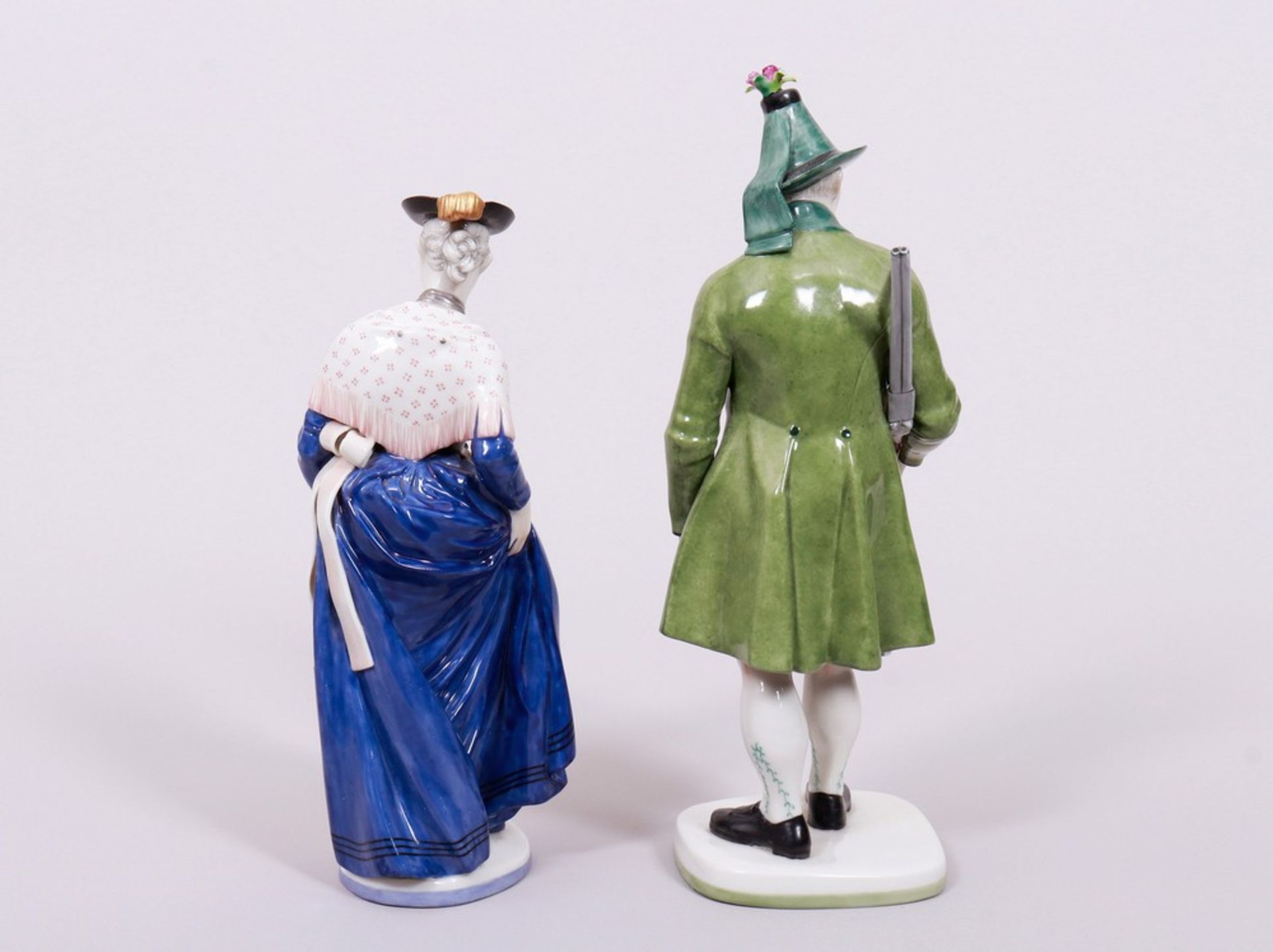 Pair of porcelain figures, "Miesbacherin" and "Tiroler Schütz", design Resl Schröder-Lechner for Ny - Image 4 of 10