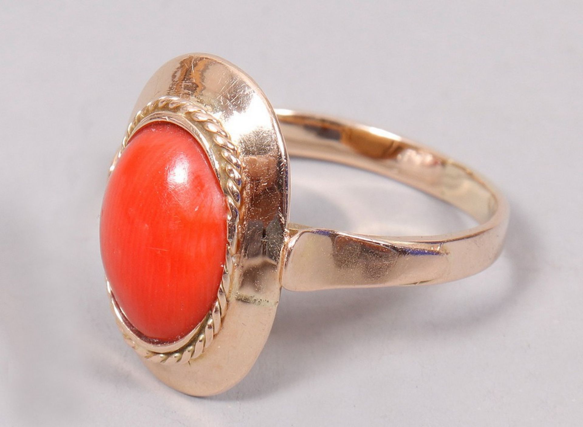 Coral ring, 585 yellow gold - Image 3 of 3