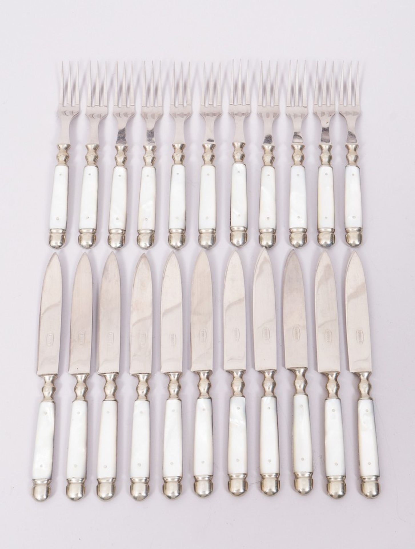 Fruit cutlery in box, German, 1st half 20th C, 11 pieces