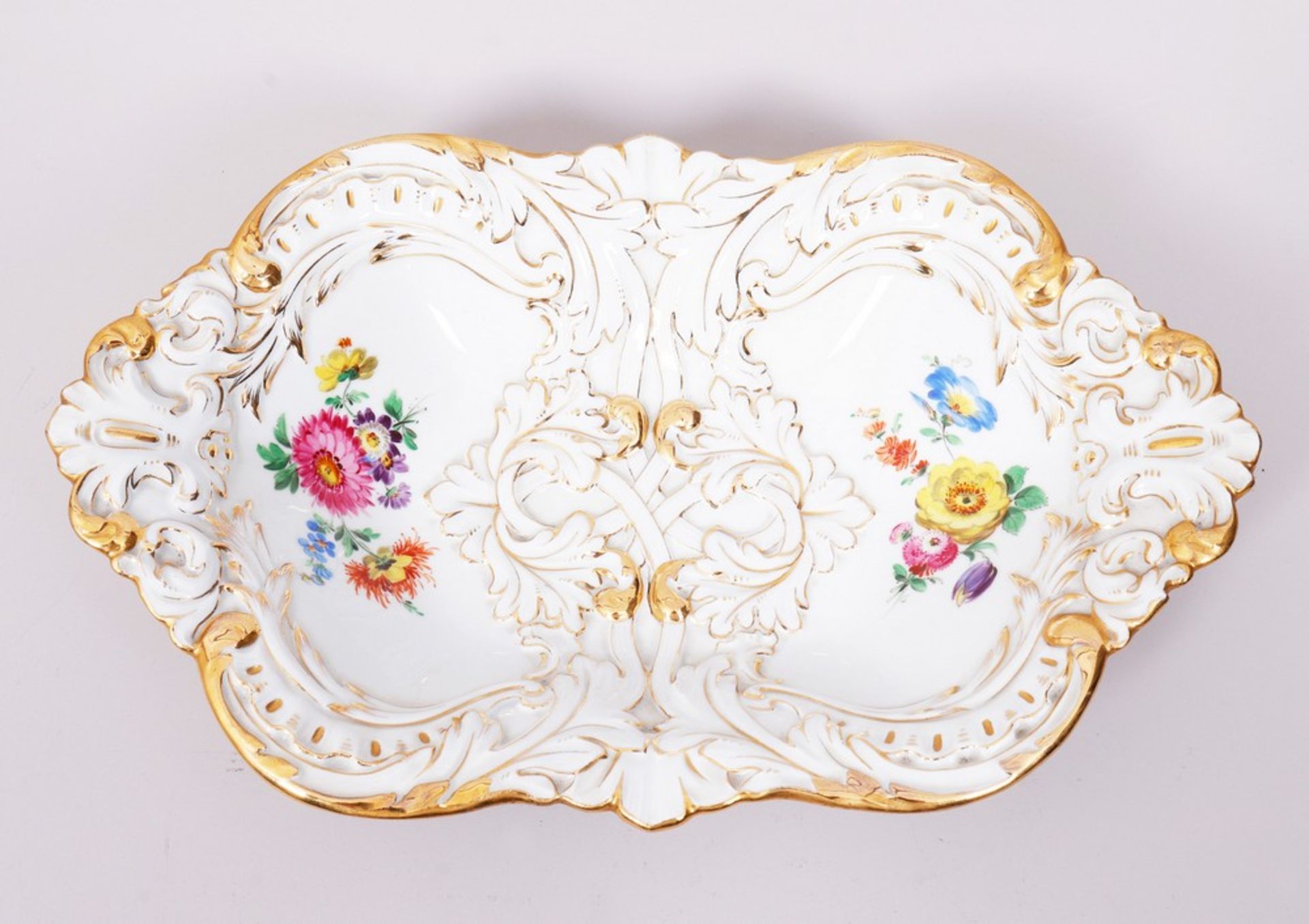 Prunkschale, Meissen, Dekor „Deutsche Blume“, um 1900 (Knaufzeit)  - Bild 2 aus 4