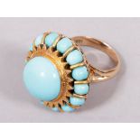 Antique ring with probably Iranian turquoise, 585 gold