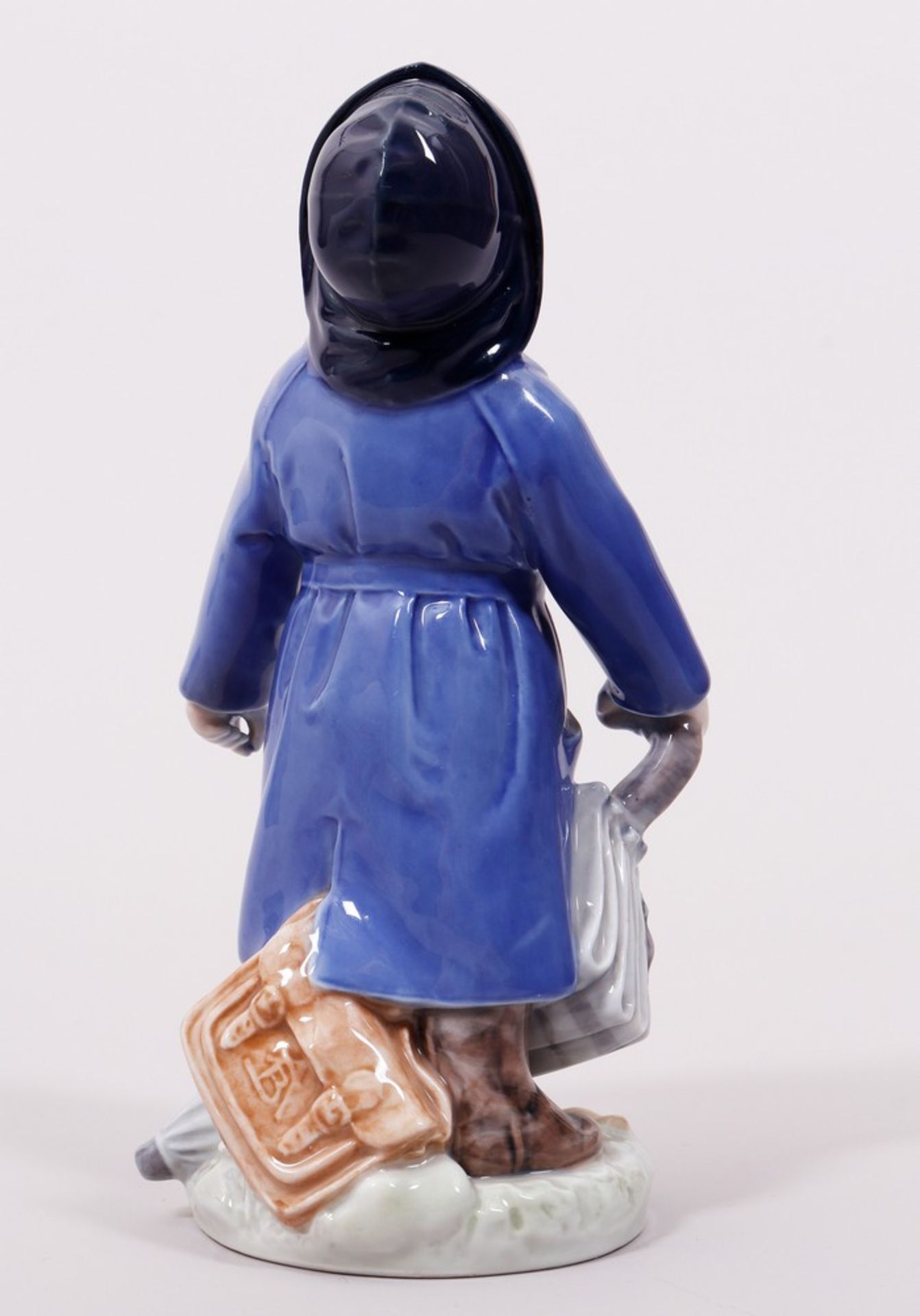 Boy with raincoat and umbrella, design Ada Bonfils for Royal Copenhagen, Denmark, 20th C. - Image 5 of 7