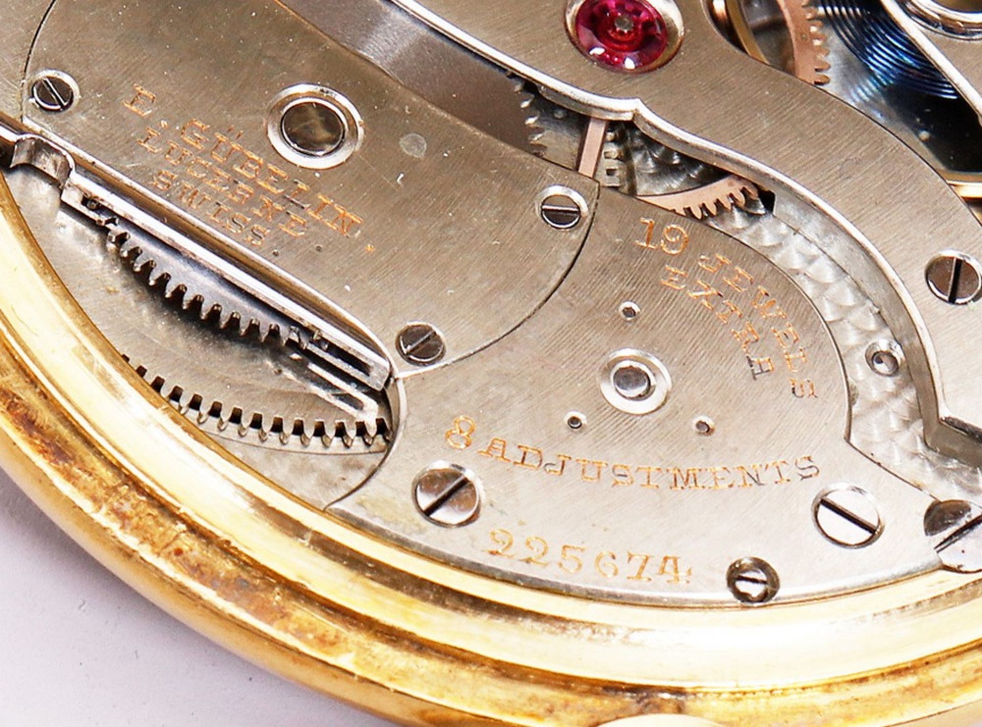 Art Deco pocket watch, 750 gold, E. Gübeln Lucerne, Switzerland, 1st half 20th C. - Image 5 of 6