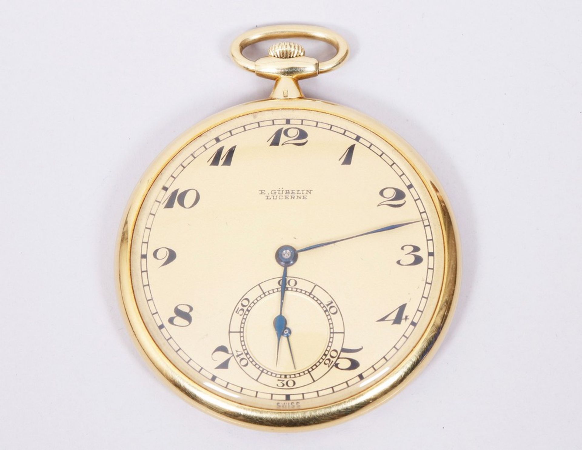 Art Deco pocket watch, 750 gold, E. Gübeln Lucerne, Switzerland, 1st half 20th C. - Image 2 of 6