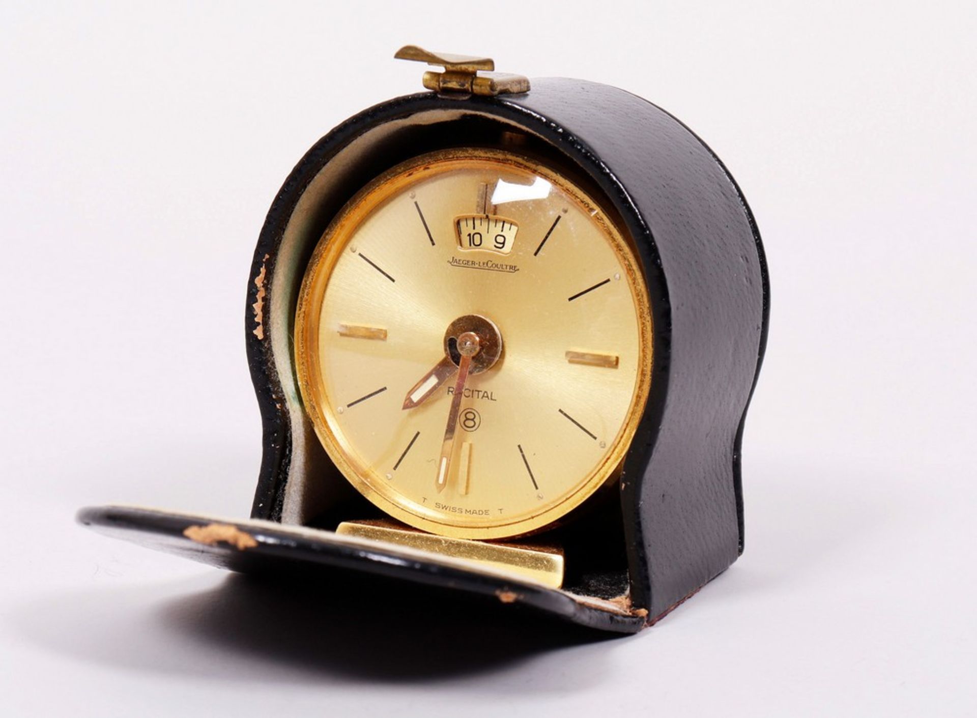 Travel alarm clock/table clock in the original case, Jaeger Le Coultre, mid-20th C. - Image 6 of 7