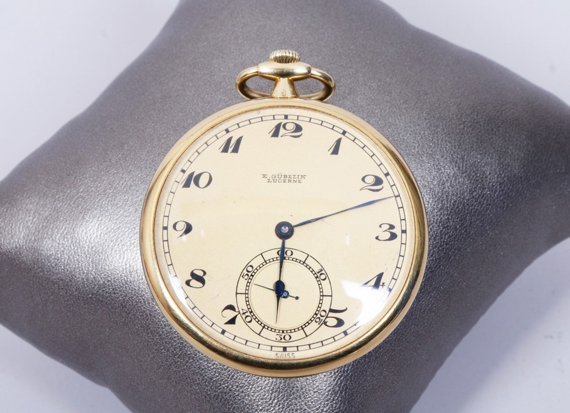 Art Deco pocket watch, 750 gold, E. Gübeln Lucerne, Switzerland, 1st half 20th C.